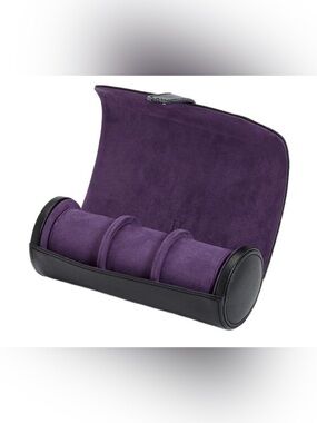Heritage by WOLF Purple and Black Travel Watch Roll